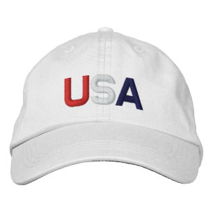 Brodée CASQUETTE blanc brodé bleu rouge USA