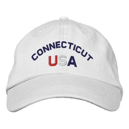 Brodée Casquette blanc brodé du Connecticut USA (Devant)