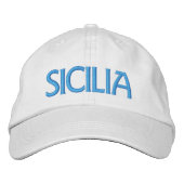 Brodée Casquette blanche de Sicile (ou Sicily) avec brode (Devant)