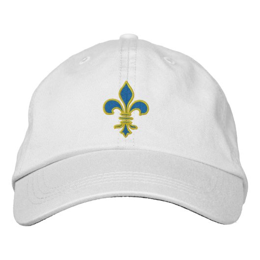 Brodée Casquette Blue and Gold Fleur De Lis (Devant)