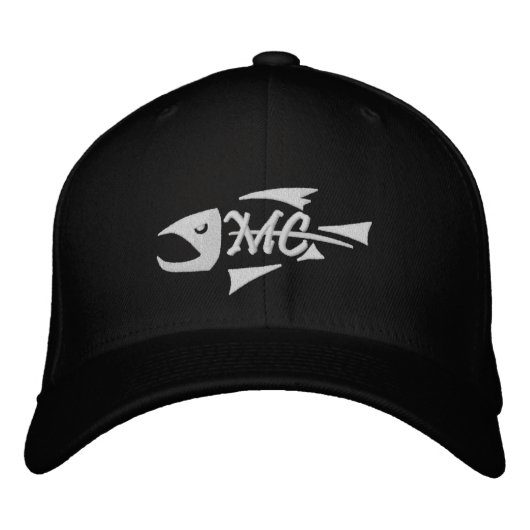 Brodée Casquette brodé à base de squelette de poisson de  (Devant)