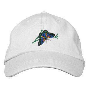 Brodée Casquette brodé à papillon coloré