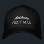 Brodée Casquette brodé Best Man pour toiletteur mariage<br><div class="desc">Casquette brodé Best Man pour toiletteur mariage. Personnalisez avec le nom des groomsmen. Noir et blanc ou couleur personnalisée.</div>