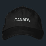 Brodée Casquette brodé canadien noir/blanc de base réglab<br><div class="desc">Un Casquette brodé de base réglable en noir avec du texte blanc brodé au Canada.</div>