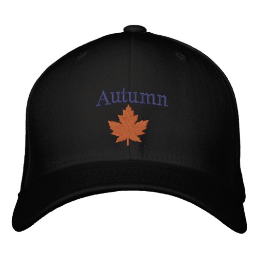 Brodée Casquette brodé de la feuille d'érable orange d'au (Devant)