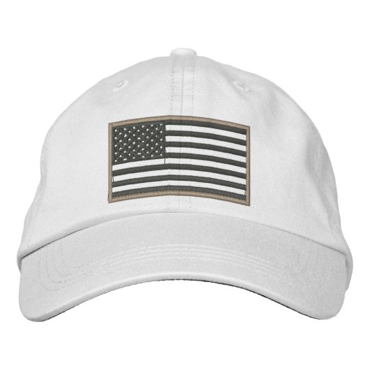 Brodée Casquette brodé du drapeau américain (beige) (Devant)