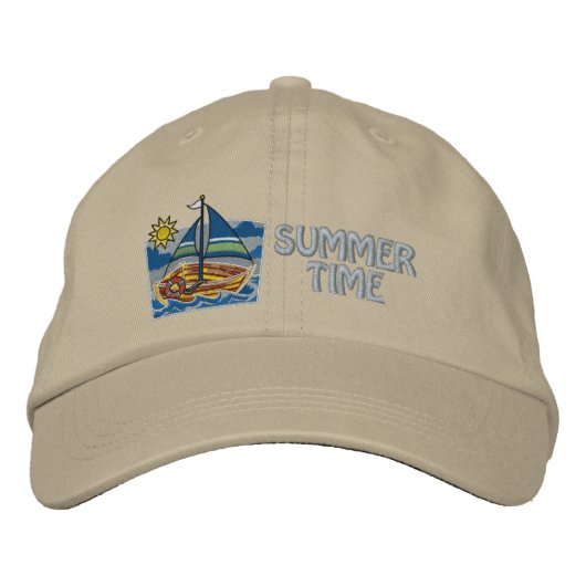 Brodée Casquette Brodee Mots D'Ete et Bateau (Devant)