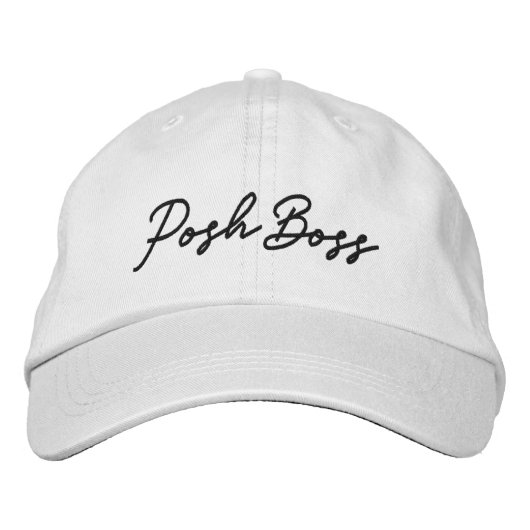 Brodée Casquette de baseball brodé blanc de Posh Boss (Devant)
