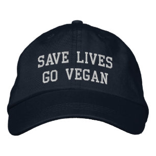 Brodée Casquette de baseball de Vegan (texte blanc)