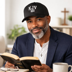 Brodée Casquette de baseball noir et blanc KJV 1611