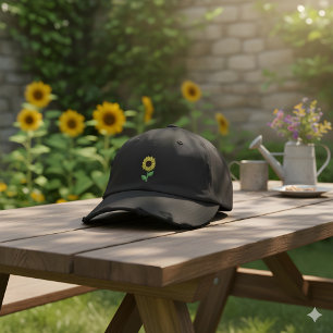 Brodée Casquette de broderie de tournesol Simple Petite