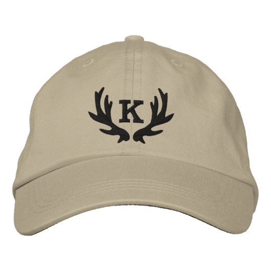 Brodée Casquette de chasse monogramme de cerfs sur mesure (Devant)