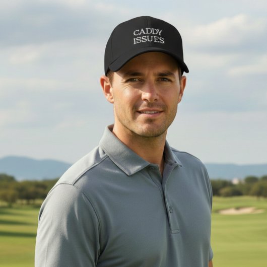Brodée Casquette de golf noir et blanc Caddy Issues