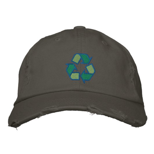 Brodée Casquette de symbole de recyclage (Devant)