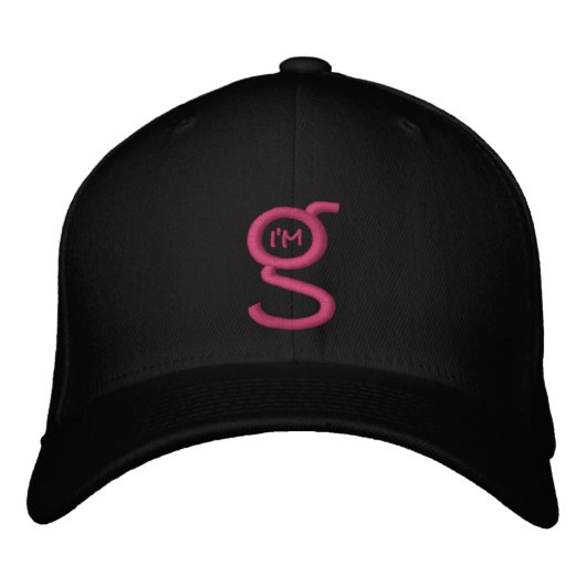 Brodée Casquette Flex noir avec logo brodé rose (Devant)
