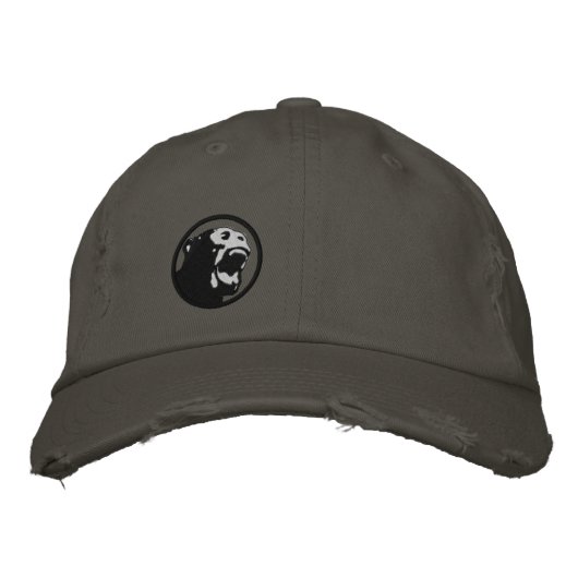 Brodée Casquette Monkee en colère - Noir/gris foncé (Devant)