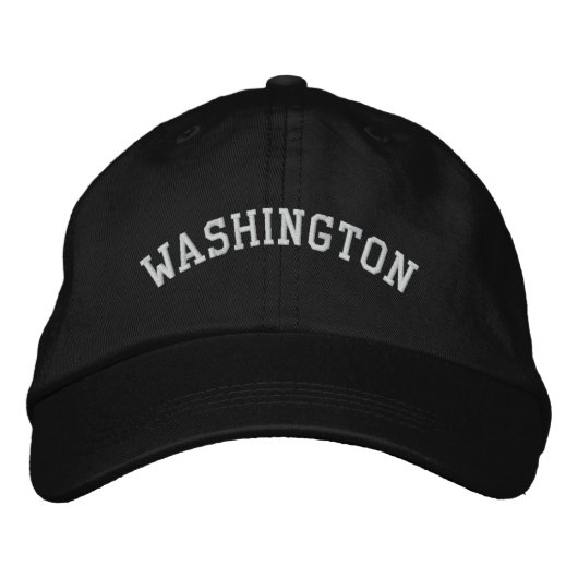 Brodée Casquette réglable brodé de Washington noir (Devant)