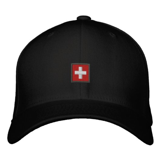 Brodée Casquette suisse - Suisse Casquette avec drapeau s (Devant)