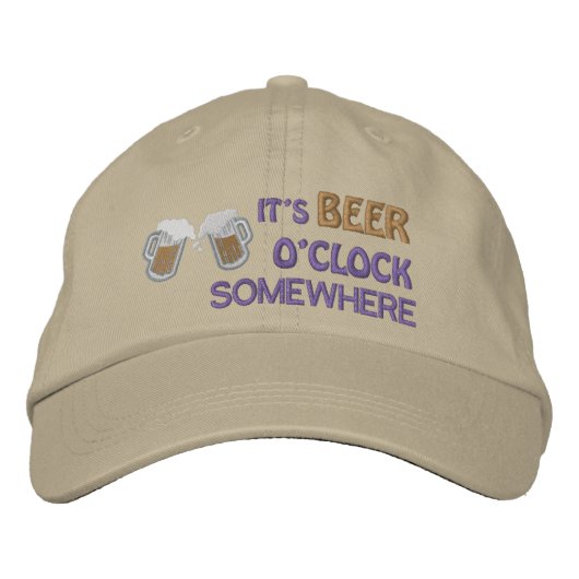 Brodée C'EST L'HEURE DE LA BIÈRE QUELQUE PART Casquette B (Devant)