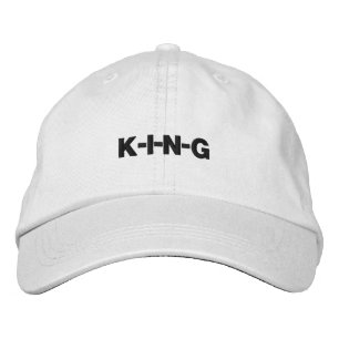 Brodée Chapeau blanc imprimé KING pour hommes, casquette