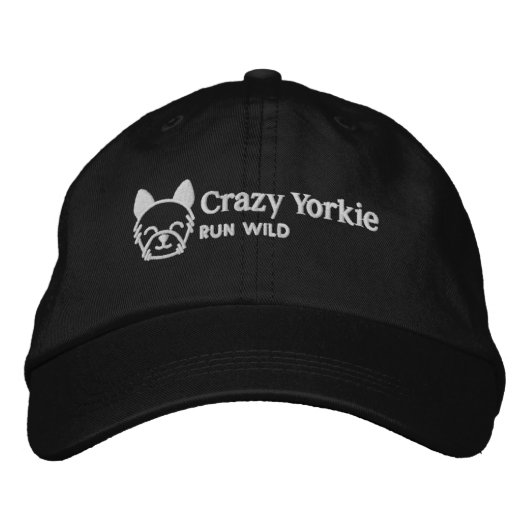 Brodée Crazy Yorkie Baseball Style Casquette (Devant)