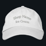 Brodée Crème glacée Nom de la boutique Casquette brodé<br><div class="desc">Ajoutez votre nom de boutique de crème glacée à ce Casquette de boutique de crème glacée brodée.</div>