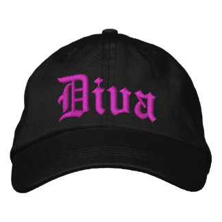 Brodée Diva Black avec Casquette Dames Rose Chaud