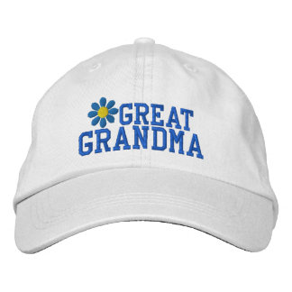 Brodée Grand-mère Bleu Fleur Casquette brodé