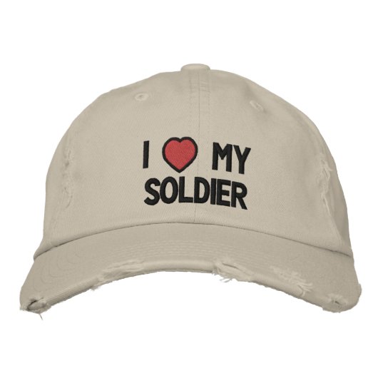 Brodée J'aime mon soldat Casquette brodé (Devant)