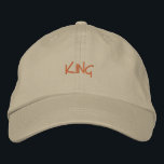 Brodée Khaki King L'Élégant Casquette Brodé<br><div class="desc">Pourcentage de tous les jours : Ce casquette ajustable kaki,  avec "King" brodé en lettres audacieuses,  allie confort et air royal. Le tissu en coton doux assure un ajustement confortable pour toutes les occasions.</div>