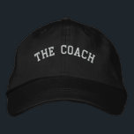 Brodée L'entraîneur Casquette simple brodé réglable noir<br><div class="desc">Un casquette de base réglable en noir avec le texte (personnalisable) The Coach.</div>