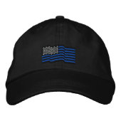 Brodée Les lignes bleues minces Casquette brodé (Devant)