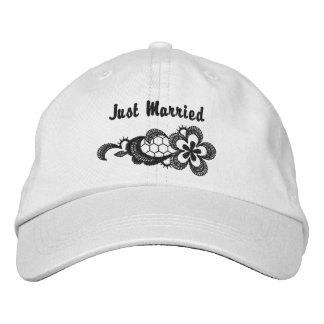 Brodée Mariage en dentelle noire - Juste Marié Casquette