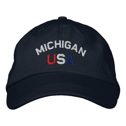 Brodée Michigan USA Brodé Marine Casquette bleu (Devant)