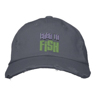 Brodée Né à Poisson brodé Distressed Baseball Casquette