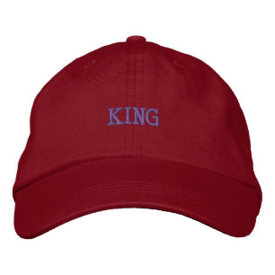 Brodée Nom KING Nom Police - Casquette couleur rouge bloc