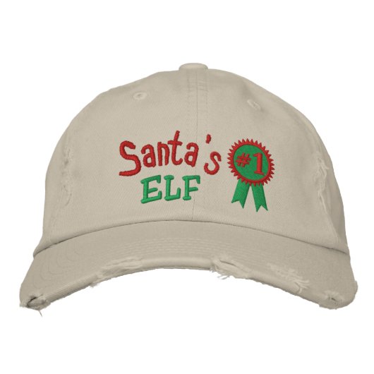 Brodée Père Noël Elf Brodé Casquette (Devant)