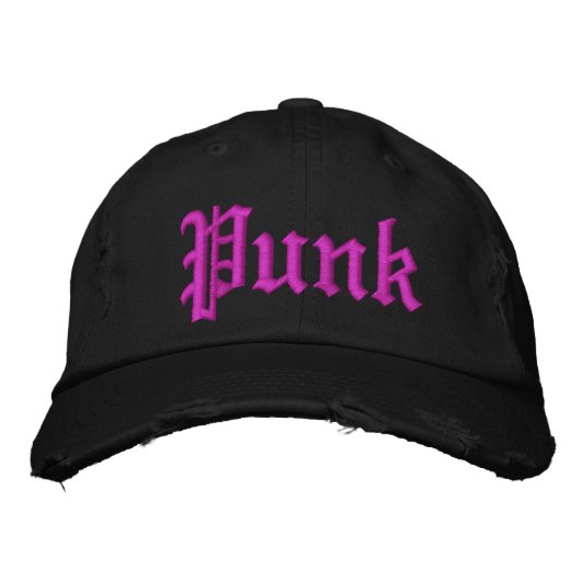 Brodée Pink Punk noir déprimé Casquette (Devant)