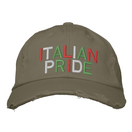 Brodée Pride italienne Olive Casquette de baseball en dét (Devant)