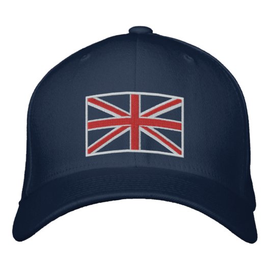 Brodée Royaume-Uni Union Jack Casquette du drapeau (bleu) (Devant)