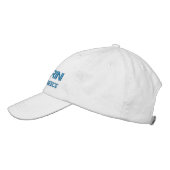 Brodée Santorini Island Grèce Bleu & Blanc Casquette (Gauche)