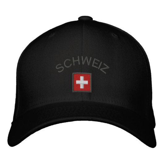 Brodée Schweiz Casquette - Suisse Casquette avec drapeau  (Devant)