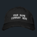 Brodée Texte personnalisé Casquette de baseball brodé<br><div class="desc">Casquette promotionnel personnalisé facile - Ajouter votre texte - Nom - Entreprise / Numéro / Lettre / Slogan - Tagline / ou Site, Téléphone, E-mail, Poignée de médias sociaux, Adresse, Logo - Photo / plus - Choisissez votre couleur / Taille / Police - Faites votre promotion unique ou cadeau personnel....</div>