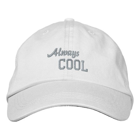 Brodée TOUJOURS Casquette COOL (blanc avec rose) (Devant)