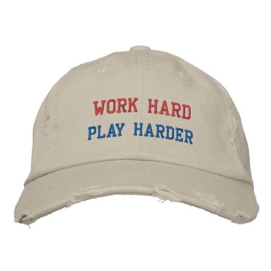BRODÉE TRAVAILLER DUR JOUER DUR CASQUETTE (Devant)