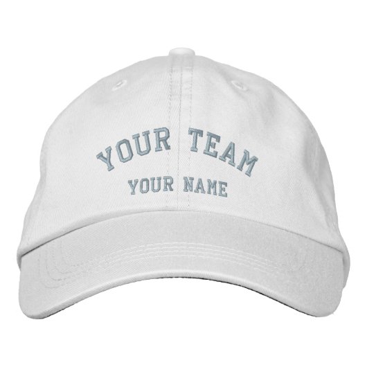Brodée Votre équipe Brodé Blanc/Bébé Bleu Casquette Modèl (Devant)