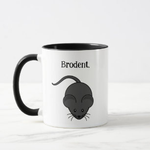 Brodent Bro Cartoon, Grappige Grijze Rat of Muis W Mok