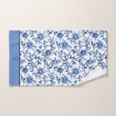 Broderie Bleu Blanc Floral Toile Chinoiserie (Serviette à main)