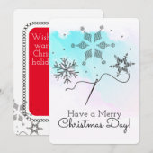 Broderie couture artisanale flocons de neige Carte (Devant / Derrière)