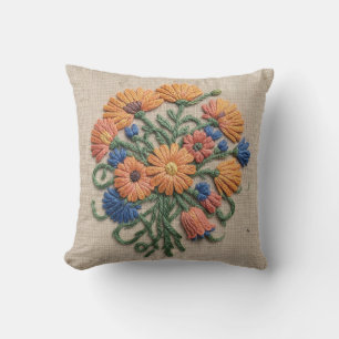 Broderie Crewel Coussin Laine Souci